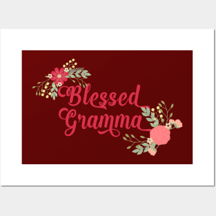 Blessed Gramma Floral Christian Grandma Gift Posters and Art